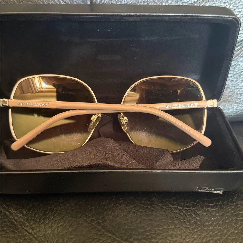 Burberry Rose Gold Metal Frame Sunglasses with Brown Lenses